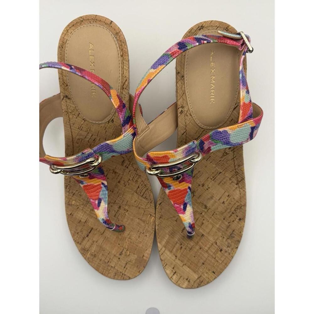 Alex Marie Women’s Colorful Cork Wedge Sandals‎ Size 10M Espadrille Platform - Picture 3 of 6